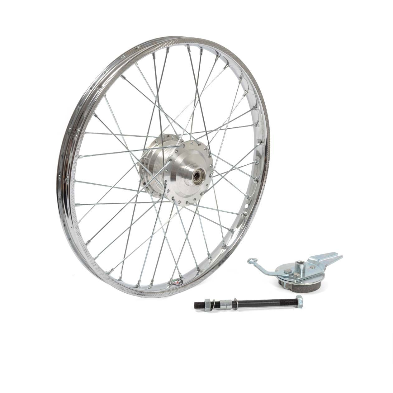 Bakhjul komplett 17"/Leleu 80mm/fasta lager (Puch Maxi)