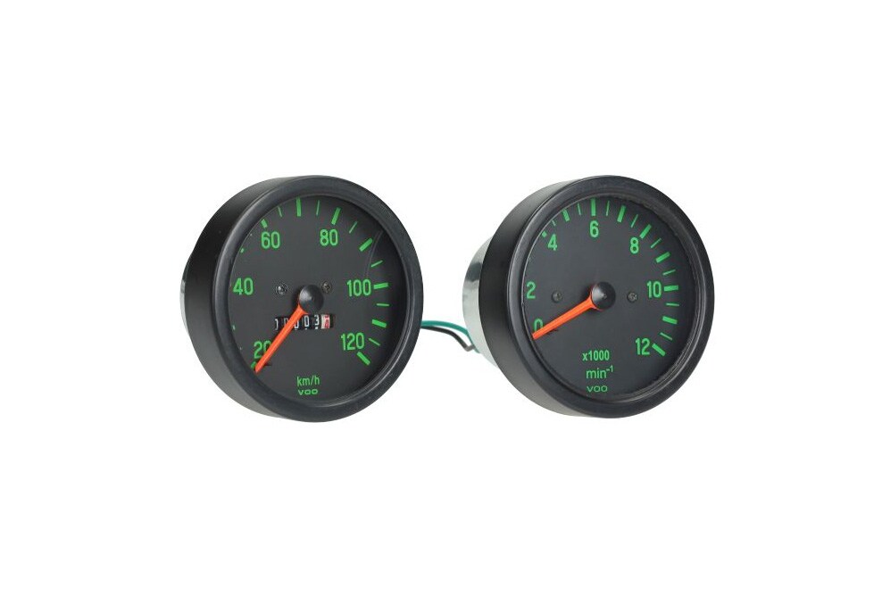 Hastighetsmätare & varvtalsräknare, Svart/grön