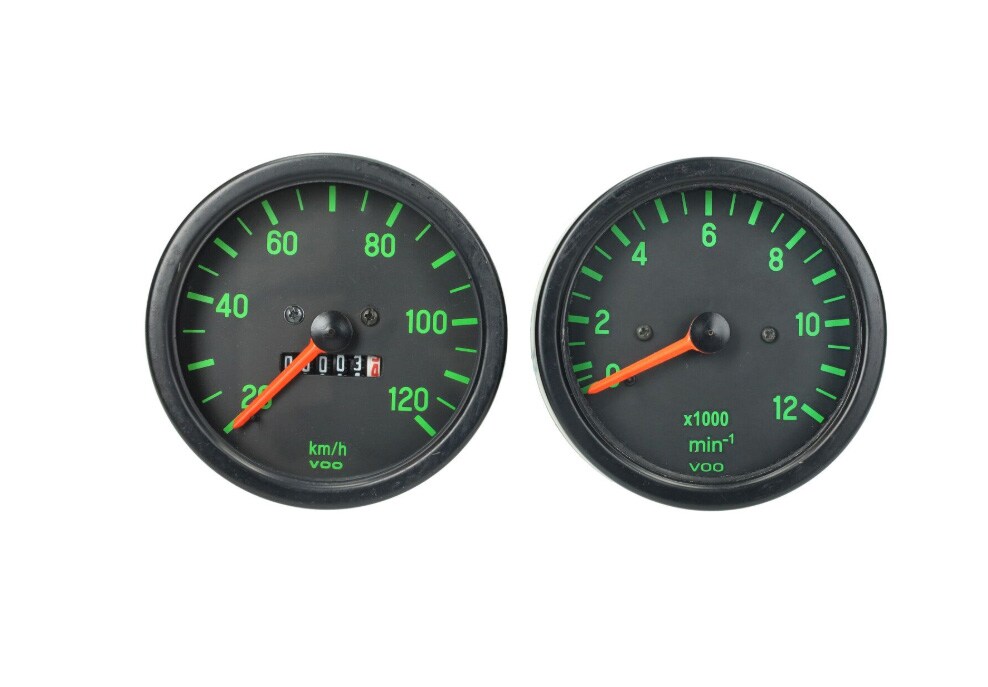 Hastighetsmätare & varvtalsräknare, Svart/grön