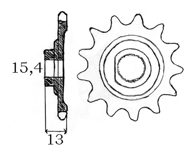Framdrev 13 kugg (Zündapp 4/5vxl) Stora splines