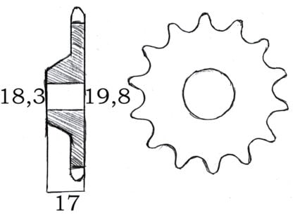 Framdrev 15 kugg/Kupat (Sachs 50S, 50/5 & 50/6)