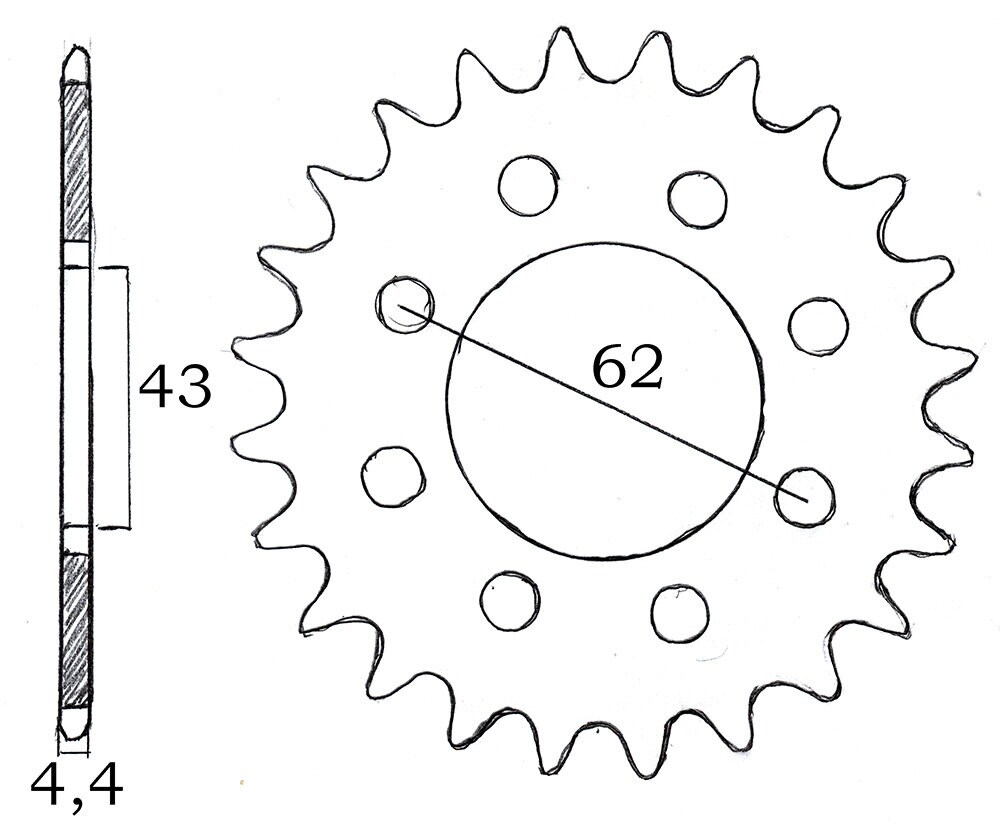 Bakdrev 22 kugg (Tomos)