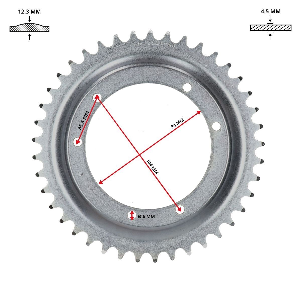 Bakdrev 41 Kugg (Puch Maxi, stort centrumhål, 94mm) ESJOT