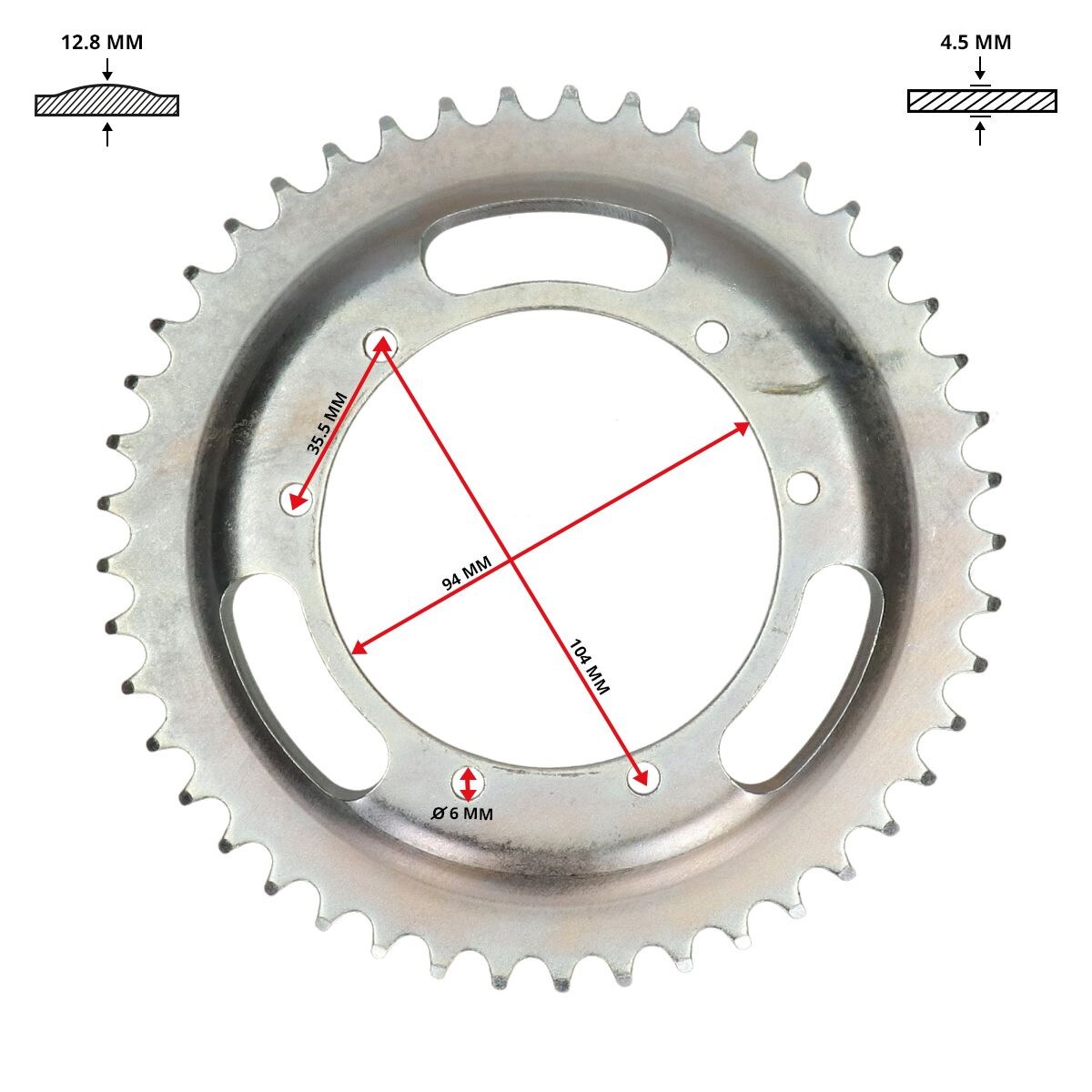 Bakdrev 45 Kugg (Puch Maxi, stort centrumhål, 94mm) ESJOT