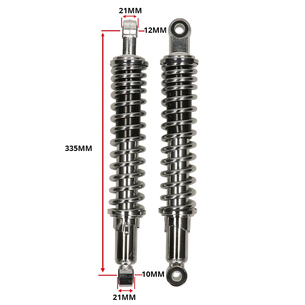 Stötdämpare 335mm/12mm/10mm Krom (Honda MT50/MB50)