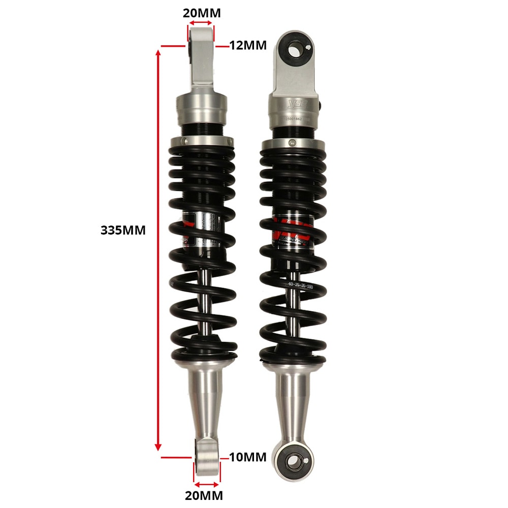 Stötdämpare 335mm/12mm/10mm, svart YSS (Honda MB/MT50)