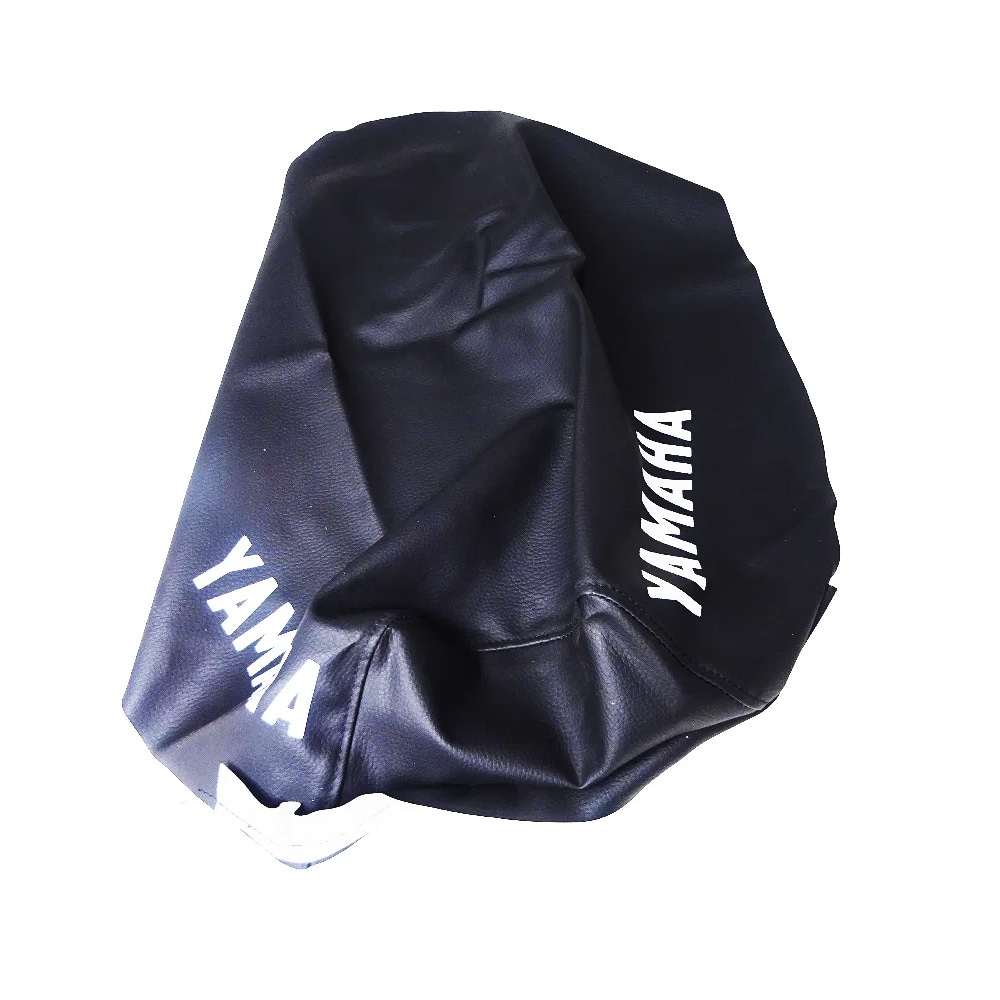 Sadelklädsel svart, med text (Yamaha DT50MX)
