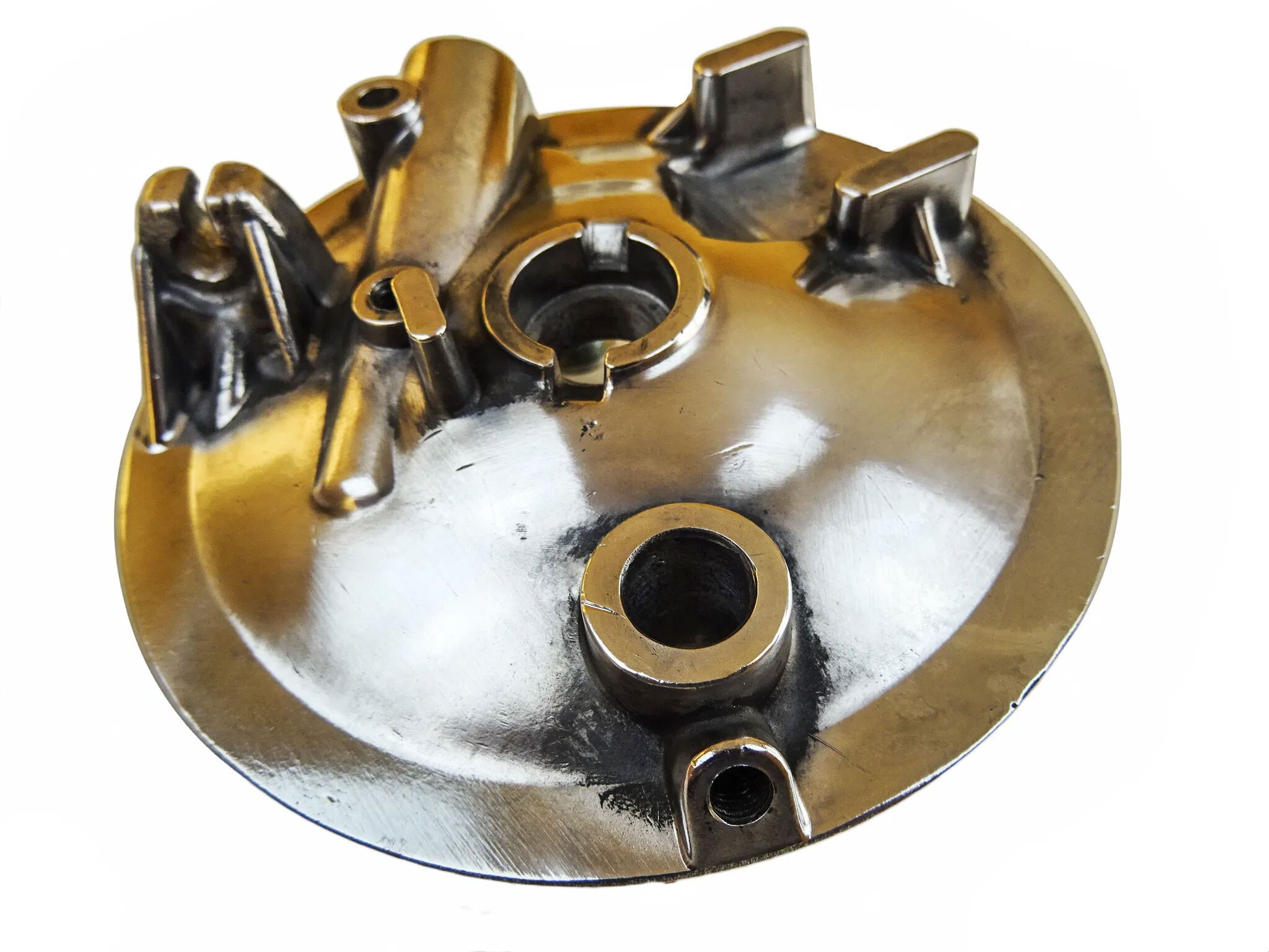 Bromssköld, fram/polerad (Puch Alabama/Dakota/Florida)