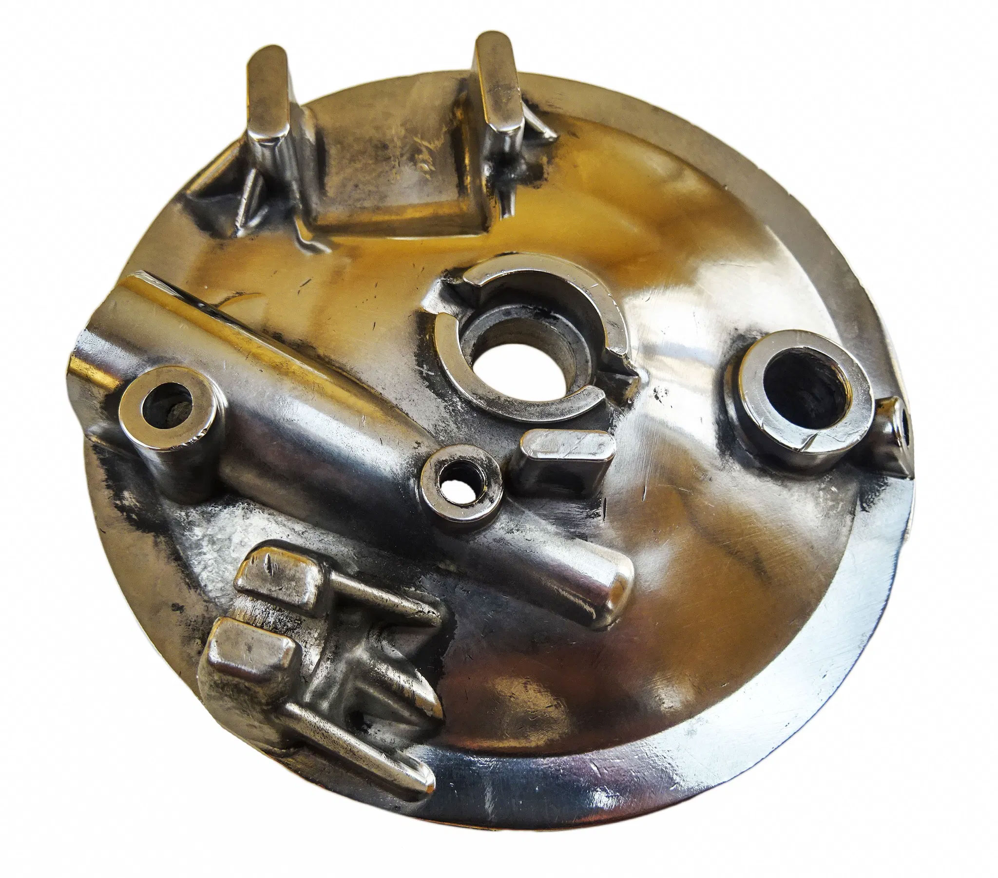 Bromssköld, fram/polerad (Puch Alabama/Dakota/Florida)