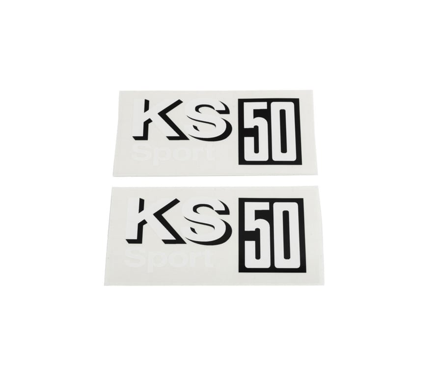 Sidokåpsdekaler, svart/vit (KS50 1977-78)
