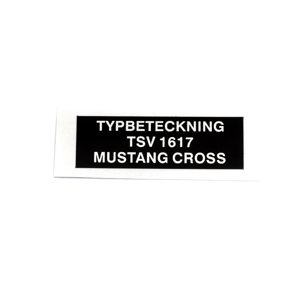 Typskylt Mustang Cross Sp./B.