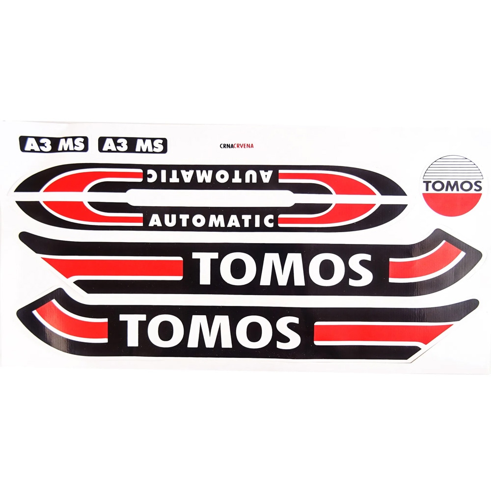 Dekalsats, Tomos A3 Automatic/Standard, svart/röd/vit