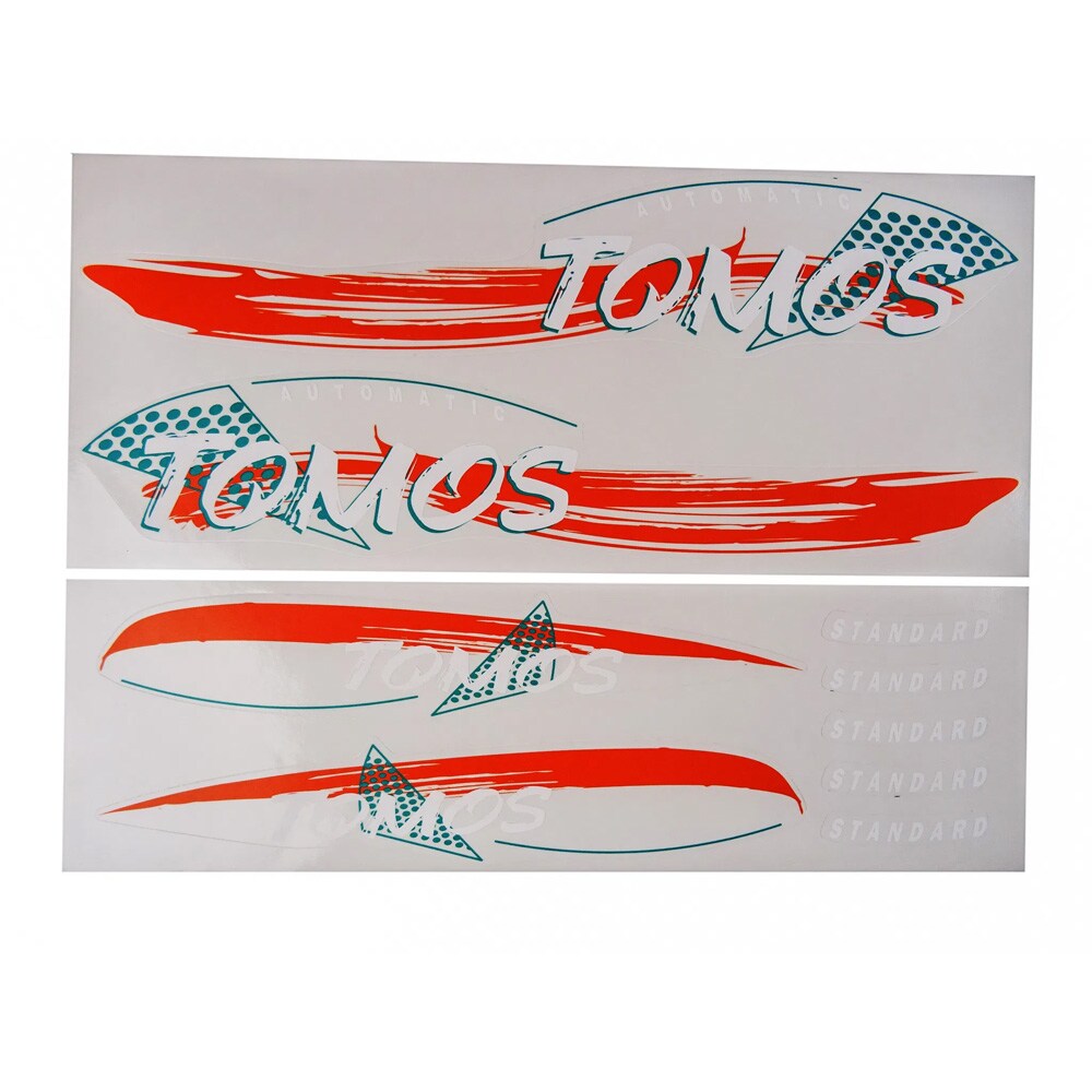 Dekalsats, Tomos Standard, orange/blågrön/vit