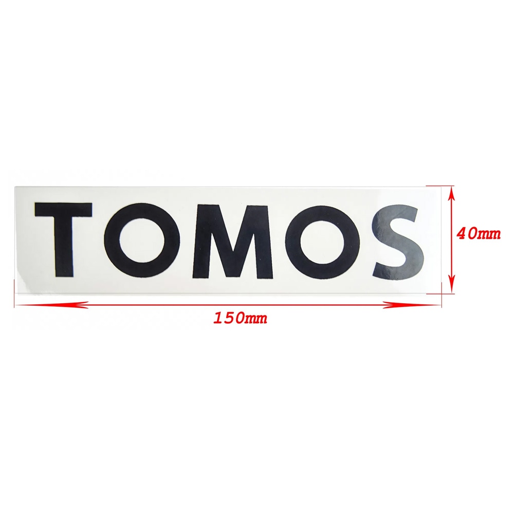 Dekal "TOMOS", svart text, 150x40mm