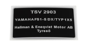 Typskylt (Yamaha FS1DX-S 1X5)